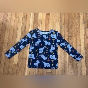 Swiss Tech Kids Long Sleeve Shirt - Navy with Moose Pattern